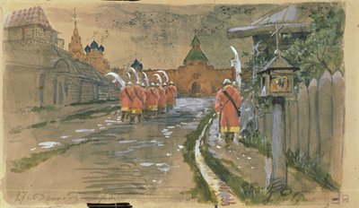 Strelets Patrol at the Ilyinsky Gates in Old Moscow by Andrei Petrovich Ryabushkin
