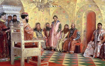 Tsar Mikhail Fyodorovich with Boyars Sitting in His Room by Andrei Petrovich Ryabushkin