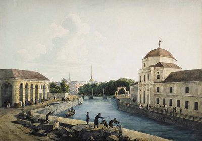 View of the Moika River by the Imperial stables, St Petersburg, Russia by Andrej Martynoff
