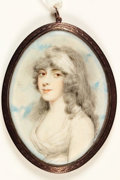 A Young Lady in White Dress and Bandeau by Andrew (after) Plimer