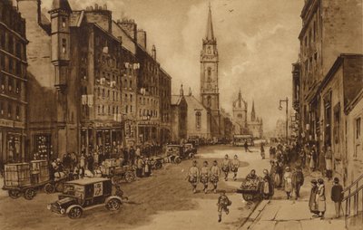 Edinburgh: High Street, looking towards the Tron Church and St Giles Cathedral by Andrew Allan