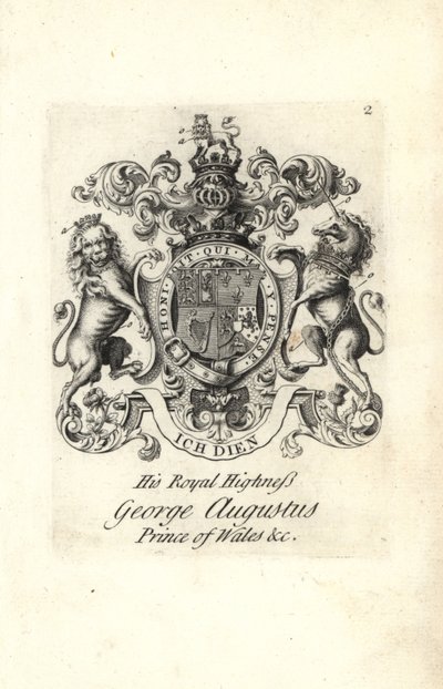 Coat of arms and crest of His Royal Highness George Augustus, Prince of Wales, later King George II of England by Andrew Johnston