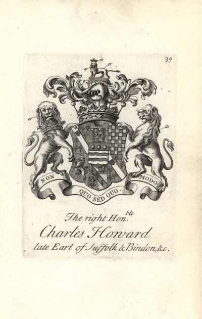 Coat of Arms and Crest of Charles Howard, 9th Earl of Suffolk and Bindon by Andrew Johnston