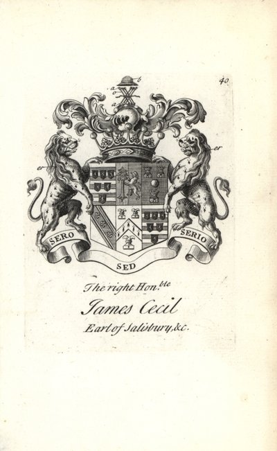 Coat of Arms and Crest of James Cecil, 5th Earl of Salisbury by Andrew Johnston