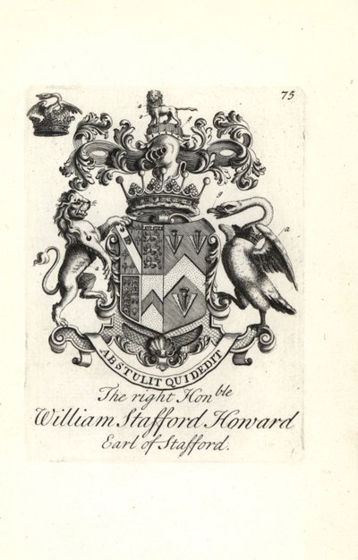 Coat of Arms and Crest of William Stafford Howard, 2nd Earl of Stafford by Andrew Johnston