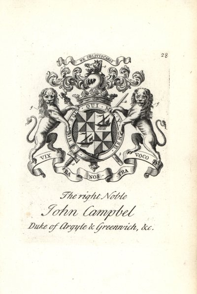 Coat of Arms and Crest of John Campbell, 2nd Duke of Argyll and Greenwich by Andrew Johnston