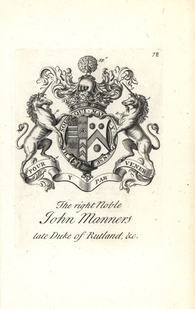 Coat of Arms and Crest of John Manners, 2nd Duke of Rutland by Andrew Johnston