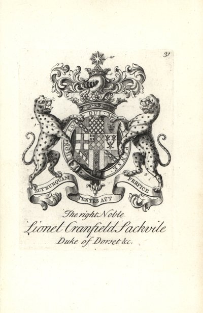 Coat of Arms and Crest of Lionel Cranfield Sackville, Duke of Dorset by Andrew Johnston