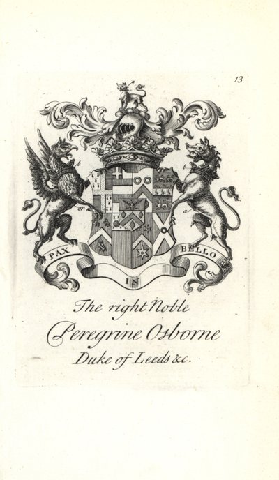 Coat of Arms and Crest of Peregrine Osborne, 2nd Duke of Leeds by Andrew Johnston