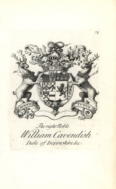 Coat of Arms and Crest of William Cavendish, 2nd Duke of Devonshire by Andrew Johnston
