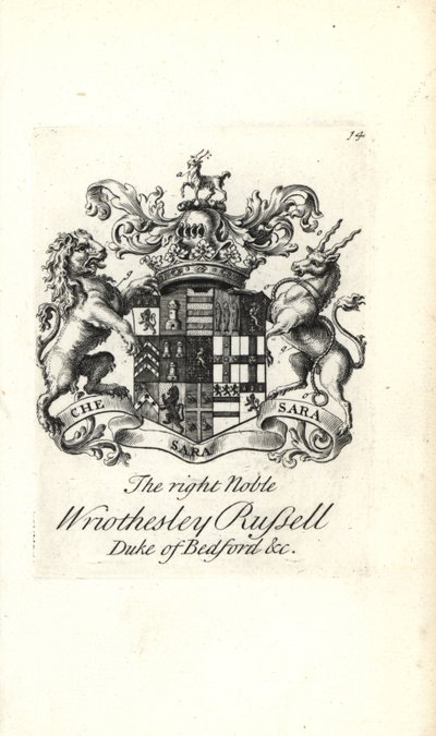 Coat of arms and crest of the right noble Wriothesley Russell, 3rd Duke of Bedford by Andrew Johnston