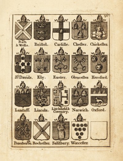 Coat of arms of the Bishops of Bath & Wells, Bristol, Carlisle, Chester, Chichester, etc by Andrew Johnston