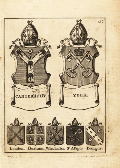Coat of arms of the Bishops of Canterbury, York, London, Durham, Winchester, St by Andrew Johnston