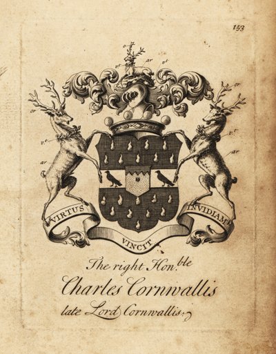 Coat of arms of Charles Cornwallis, Lord Cornwallis, 4th Baron Cornwallis by Andrew Johnston