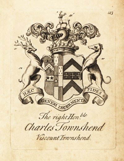 Coat of arms of the Right Honourable Charles Townshend, 2nd Viscount Townshend by Andrew Johnston