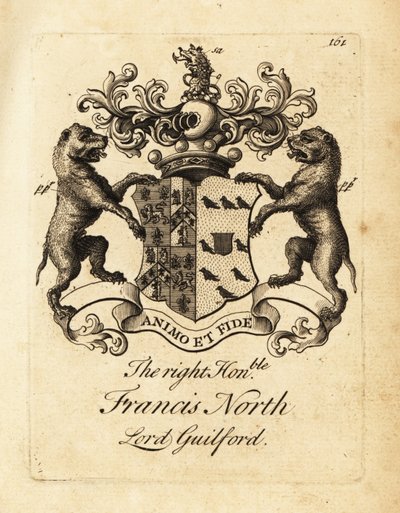Coat of arms of the Right Honourable Francis North, Lord Guilford, 2nd Baron Guilford by Andrew Johnston