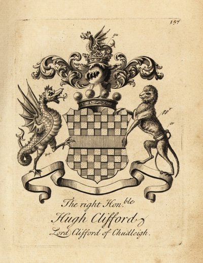 Coat of arms of the Right Honourable Hugh Clifford, Lord Clifford of Chudleigh, 2nd Baron Clifford of Chudleigh (1663-1730) by Andrew Johnston