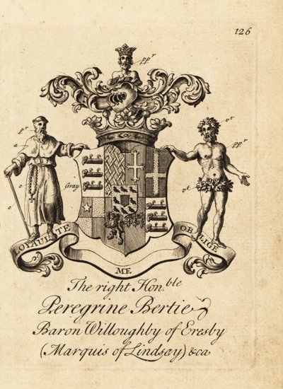 Coat of Arms of Peregrine Bertie, Baron Willoughby of Eresby, Marquis of Lindsay, 2nd Duke of Ancaster and Kesteven by Andrew Johnston