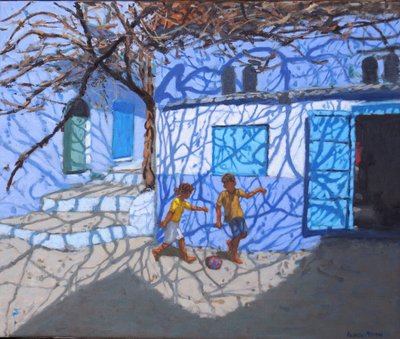 Ball Games in the Street, Chefchaouen, Morocco, 2018 by Andrew Macara