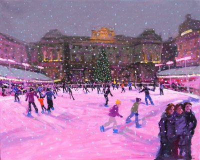 Christmas Skating, Somerset House with Pink Lights by Andrew Macara