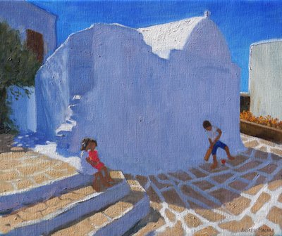 Cricket by the church wall, Mykonos by Andrew Macara