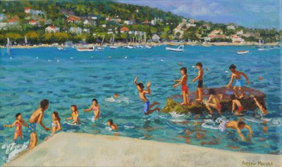 Jumping off the Rocks; Cinque Terre, Positano, Italy by Andrew Macara