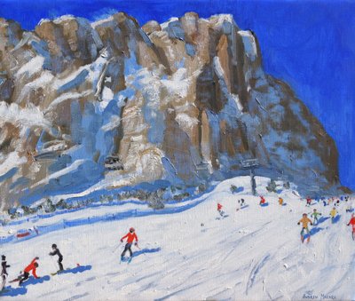 Skiing down the mountain, Selva Gardena by Andrew Macara