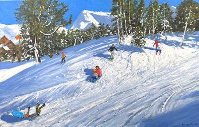 Sledging and skiing, Les Arcs, France, 2023 by Andrew Macara