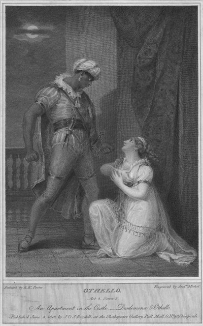 Othello. Act 4. Scene 2. An Apartment in the Castle. Desdemona & Othello, 1801 by Andrew Michel