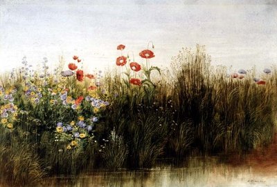 Wild Flowers by a Stream by Andrew Nicholl