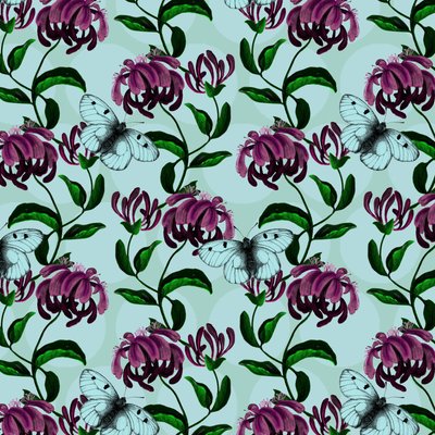Honeysuckle with Clouded Apollo Butterfly, 2017 by Andrew Watson