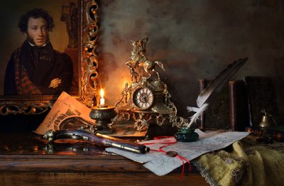 Candlelit Literary Desk by Andrey Morozov