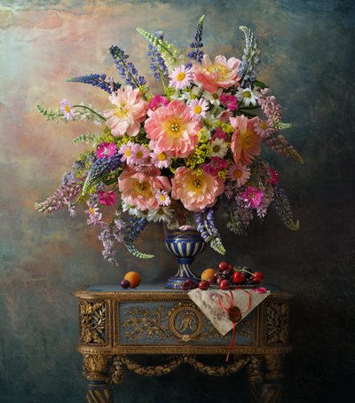 Opulent Peony Still Life by Andrey Morozov