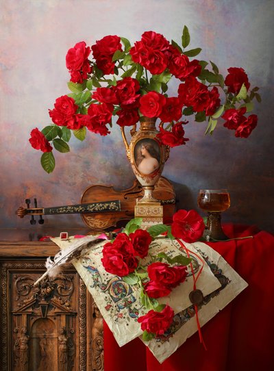 Red Roses Still Life by Andrey Morozov