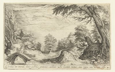 Landscape with a Deer on a Bridge by Andries Jacobsz. Stock