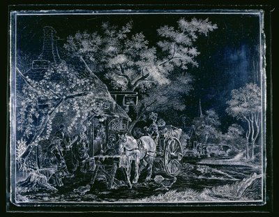 Window with Horse and Cart and Some Figures in Front of an Inn by Andries Melort