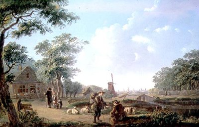 Rustic Figures on the Outskirts of a Dutch Town by Andries Vermeulen