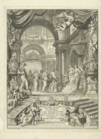 Title Page for: Wedding Songs for the Union of Mr. Jan Walraven, Councilor (...) of His Electoral Highness of Brunswick and Lunenburg. With Mrs. Margareta Trip. Amsterdam, 108 by Andries van Buysen (Sr.)