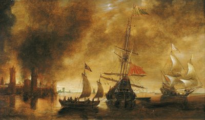 At Sunrise After the Bombing of a Port by the Spanish Fleet by Andries van Eertvelt