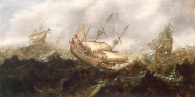 Ships in Stormy Sea by Andries van Eertvelt