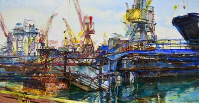 Busy Industrial Harbor by Andrii Kutsachenko