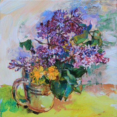 Vibrant Lilacs and Dandelions by Andrii Kutsachenko