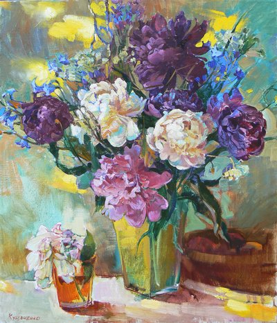 Vibrant Peony Bouquet by Andrii Kutsachenko