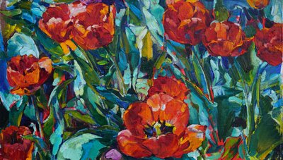 Vibrant Red Tulips by Andrii Kutsachenko
