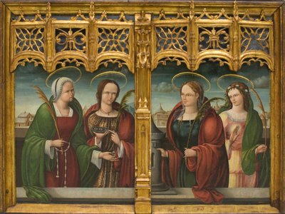Saints Apollonia, Lucy and Barbara and another Holy Martyr by Andrés de Melgar