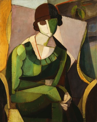 Portrait of a Lady in Green by Ángel Zárraga
