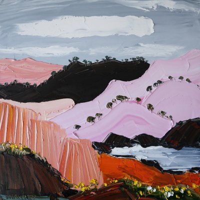 Pink Coastal Mountains by Angela Hawkey