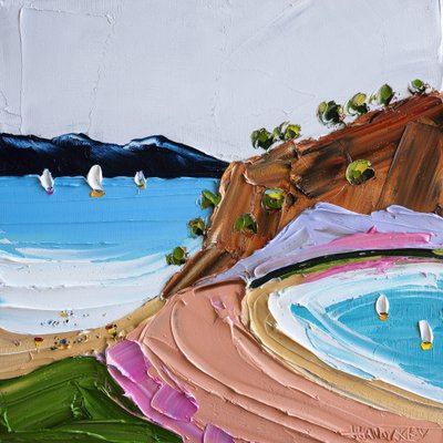 Vibrant Coastal Sailboats by Angela Hawkey