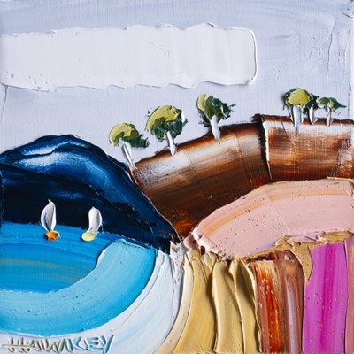 Vibrant Coastal Sailboats by Angela Hawkey