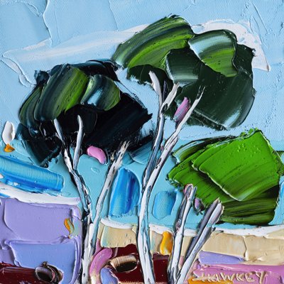 Vibrant Impasto Trees by Angela Hawkey